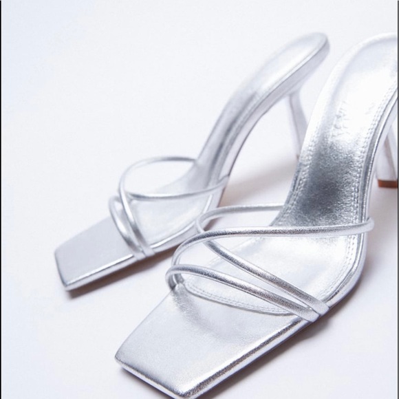 Zara Metallic Strappy Sandals - Picture 1 of 11